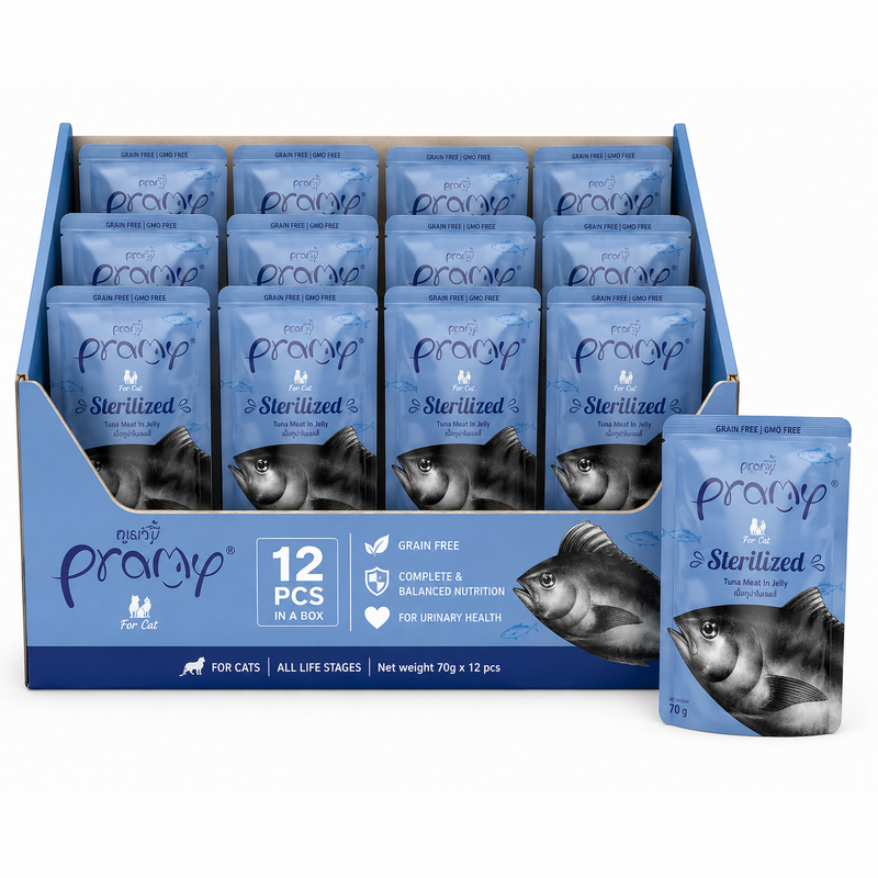 Pramy Sterilized Tuna Meat in Jelly 70gx12pcs