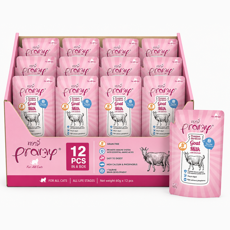 Pramy Sterilized Goat Milk with Colostrum + Taurine 60Gx12pcs