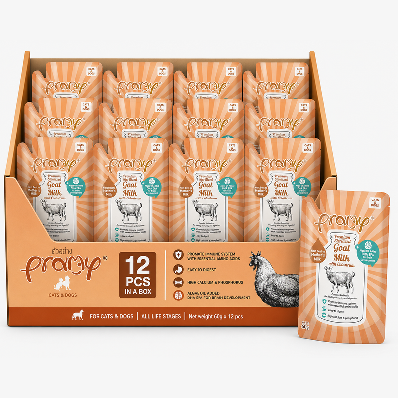 Pramy Premium Goat Milk with Colostrum & Algae Oil 60gx12pcs