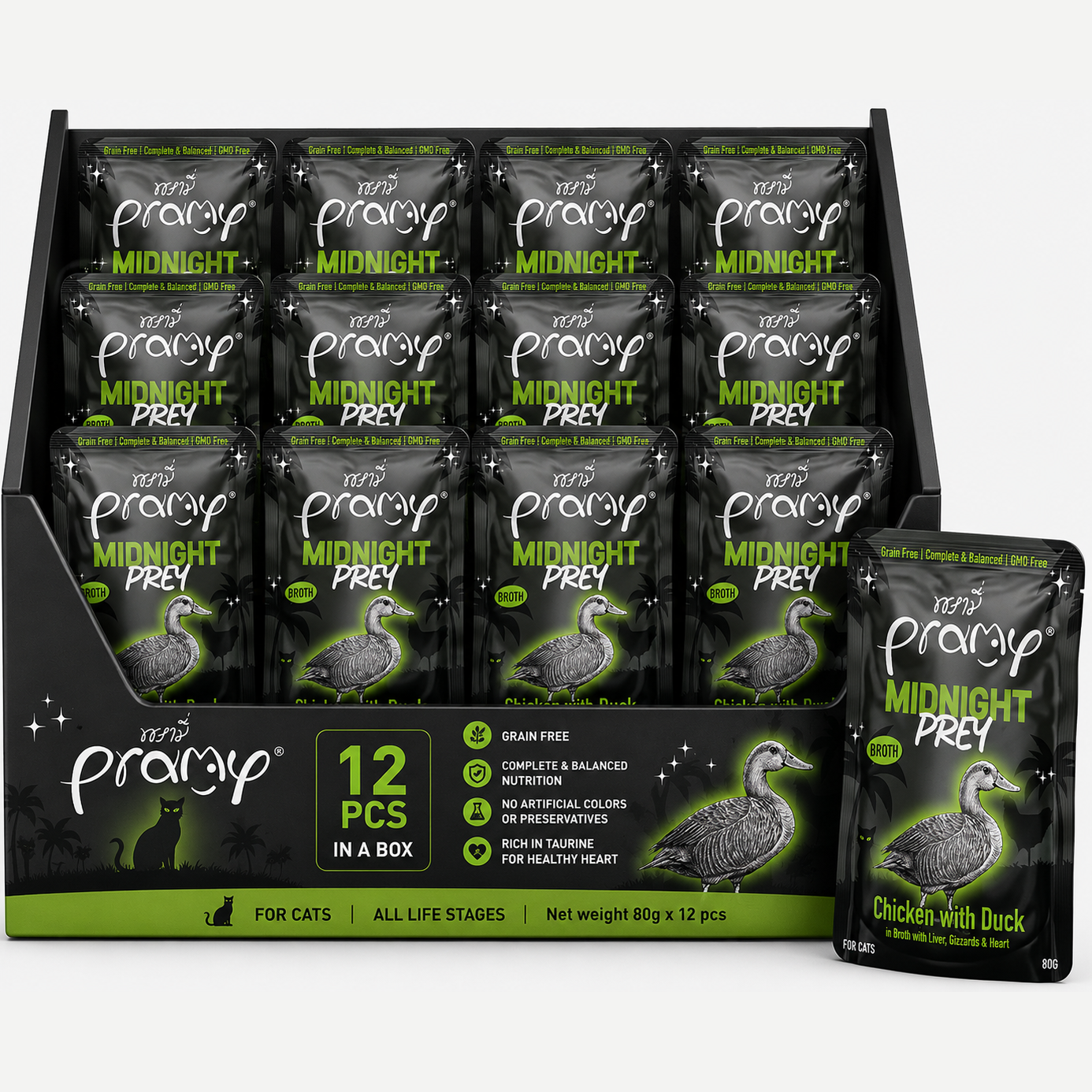 Pramy Midnight Prey CHICKEN WITH DUCK IN BROTH RECIPE 80gx12pcs