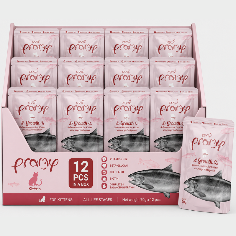 Pramy Kitten Growth Salmon Mousse 70gx12pcs