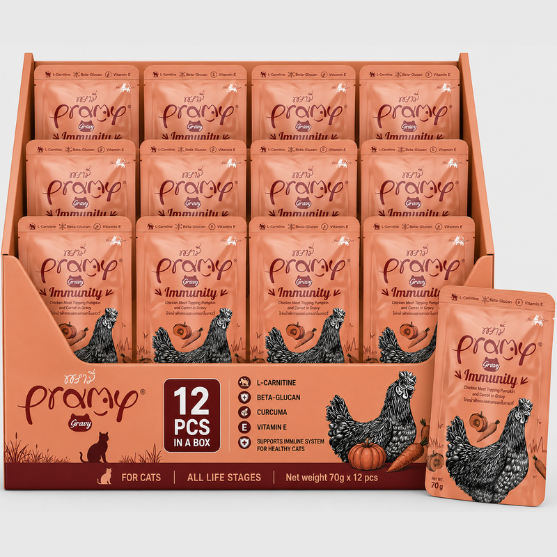 Pramy Immunity Chicken topping Pumpkin & Carrot Recipe 70gx12pcs