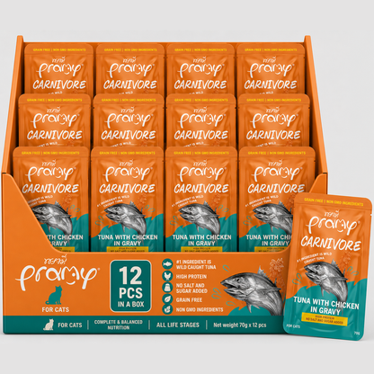 Pramy Carnivore Tuna with Chicken in Gravy 70gx12pcs