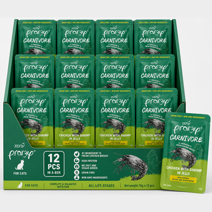 Pramy Carnivore Chicken with Shrimp in Jelly 70gx12pcs