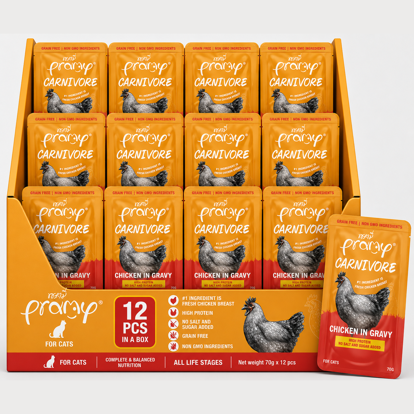 Pramy Carnivore Chicken in Gravy 70gx12pcs