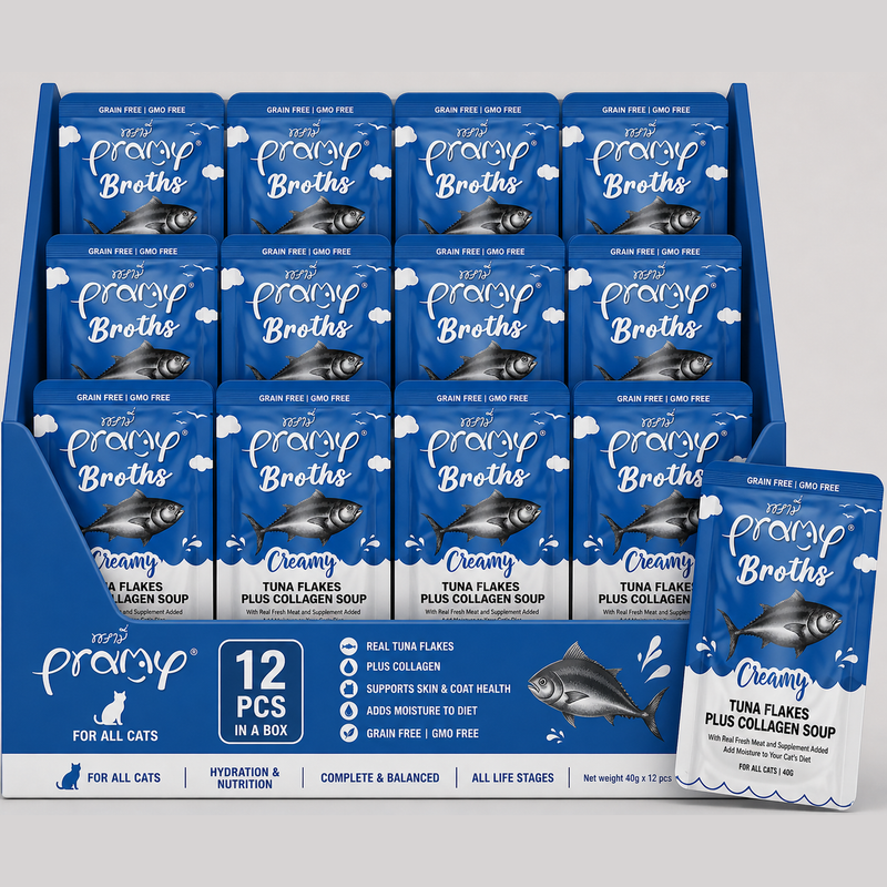 Pramy Broths Creamy Tuna Flakes Plus Collagen 40gx12pcs