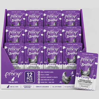 Pramy Broths Creamy Chicken Flakes Plus L-Lysine Soup 40gx12pcs