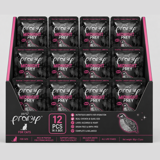Pramy ,Midnight prey chicken With Quail Egg In Broth Recipe 80Gx12pcs