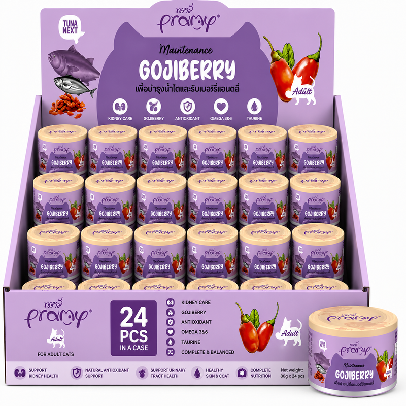 Pramy MAINTENANCE TUNA TOPPING GOJI BERRY RECIPE IN CAN 80Gx24pcs