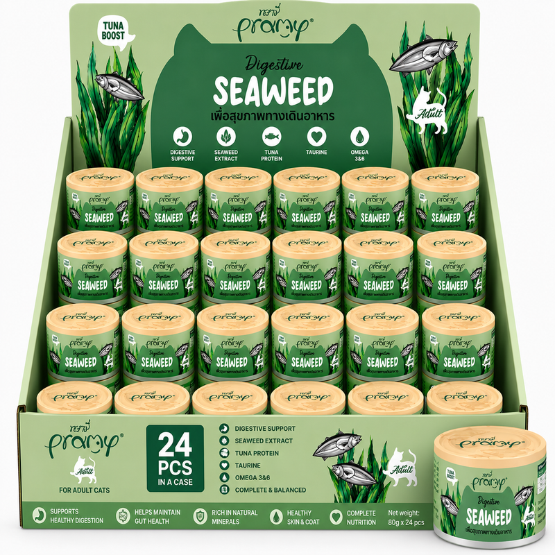 Pramy Sensitive  DIGESTION TUNA TOPPING SEAWEED RECIPE IN CAN 80Gx24pcs
