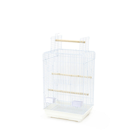 White DAYANG Bird Cage 830A with wooden perches and plastic food cups