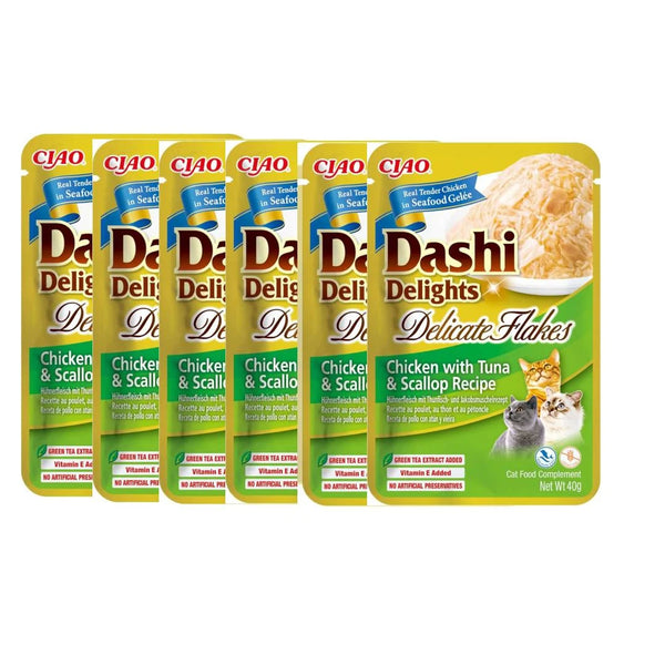 Dashi Delights Delicate Flakes Chicken with Tuna & Scallop Recipe 40g x6 pouches