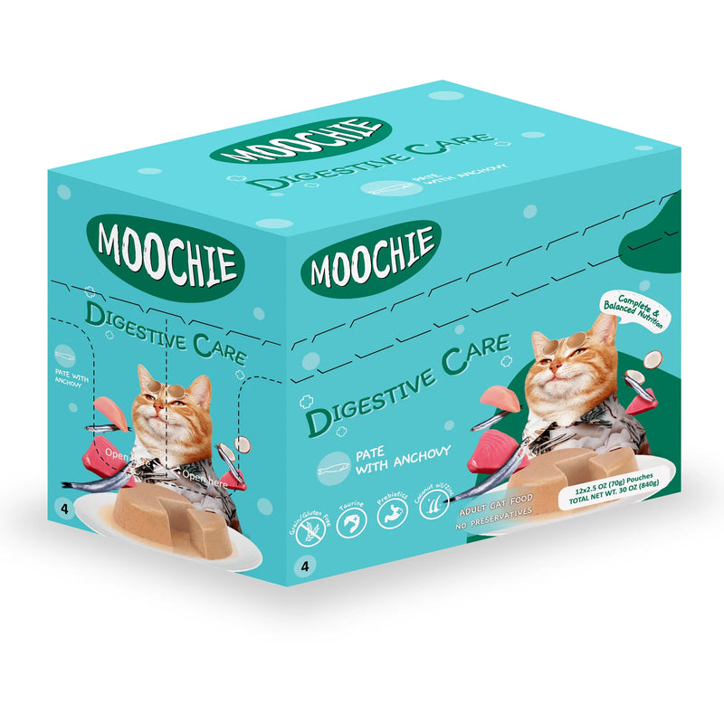 MOOCHIE PATE WITH ANCHOVY (DIGESTIVE CARE)12x70g Pouchs