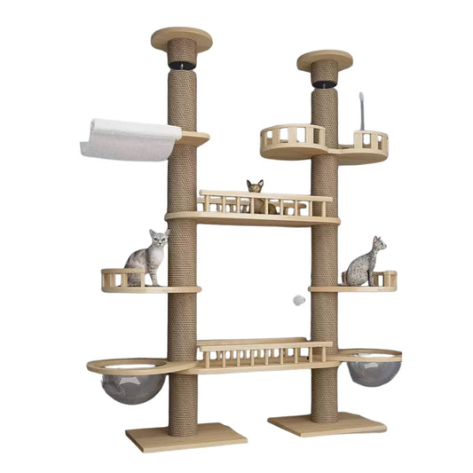 Ebi Floor-to-Ceiling Sisal & Plush Cats Tree 40×40×255–265 cm V2