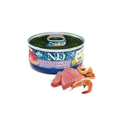 FARMINA N&D CAT FOOD NATURAL TUNA & SHRIMP 70gx24pcs