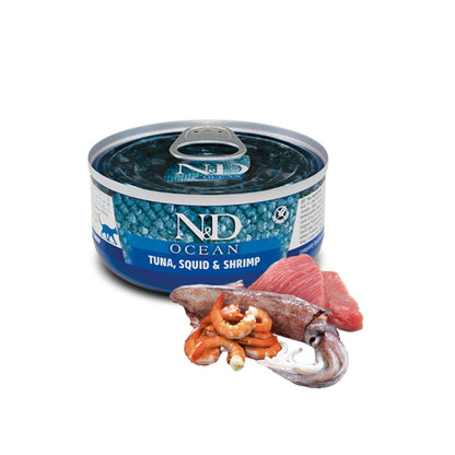 FARMINA N&D CAT OCEAN TUNA, SQUID & SHRIMP 70gx24pcs