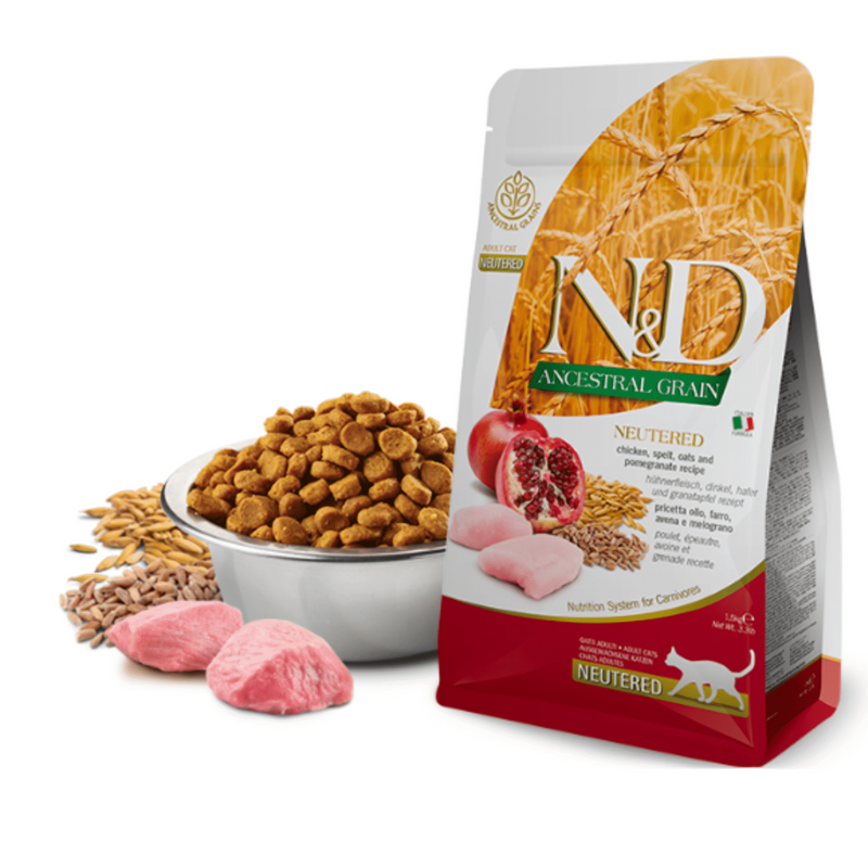 FARMINA N&D Cat Ancestral Grain Neutered Chicken and Pomegranate recipe Adult recipe 1.5kg