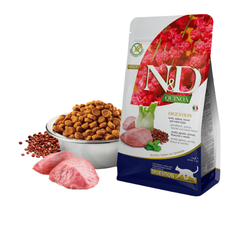 FARMINA N&D Cat Quinoa Adult Digestion Lamb and Mint recipe 1.5kg