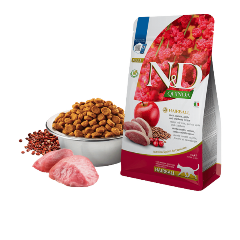 FARMINA N&D Cat Quinoa Hairball Adult Duck, Apple and Cranberry recipe 1.5kg