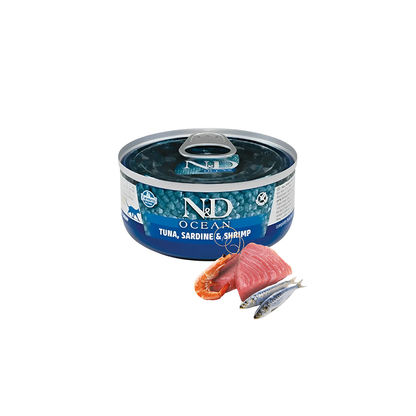 Farmina N&d Cat Food Ocean Tuna, Sardine & Shrimp 70gx24pcs