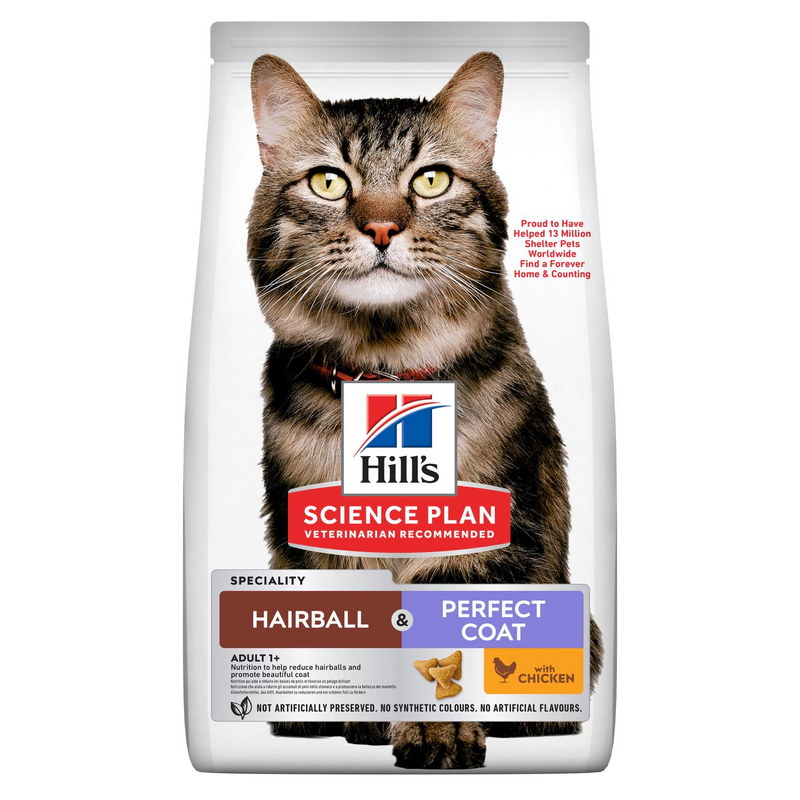 Hill’s Science Plan Hairball & Perfect Coat Adult Dry Feline Food with Chicken (1.5kg) 1.5KG