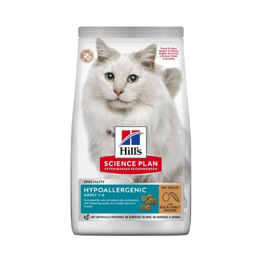Hill’s Science Plan Hypoallergenic Adult Feline Food No Grain Egg & Insect Protein 1.5kg