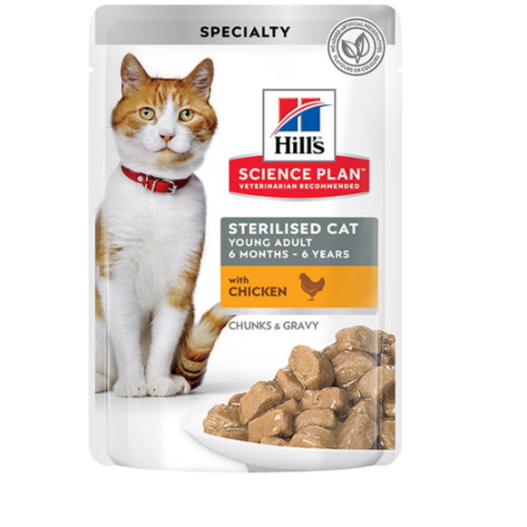 Hill's Science Plan Sterilised Feline Adult Wet Food with Chicken 85gx12