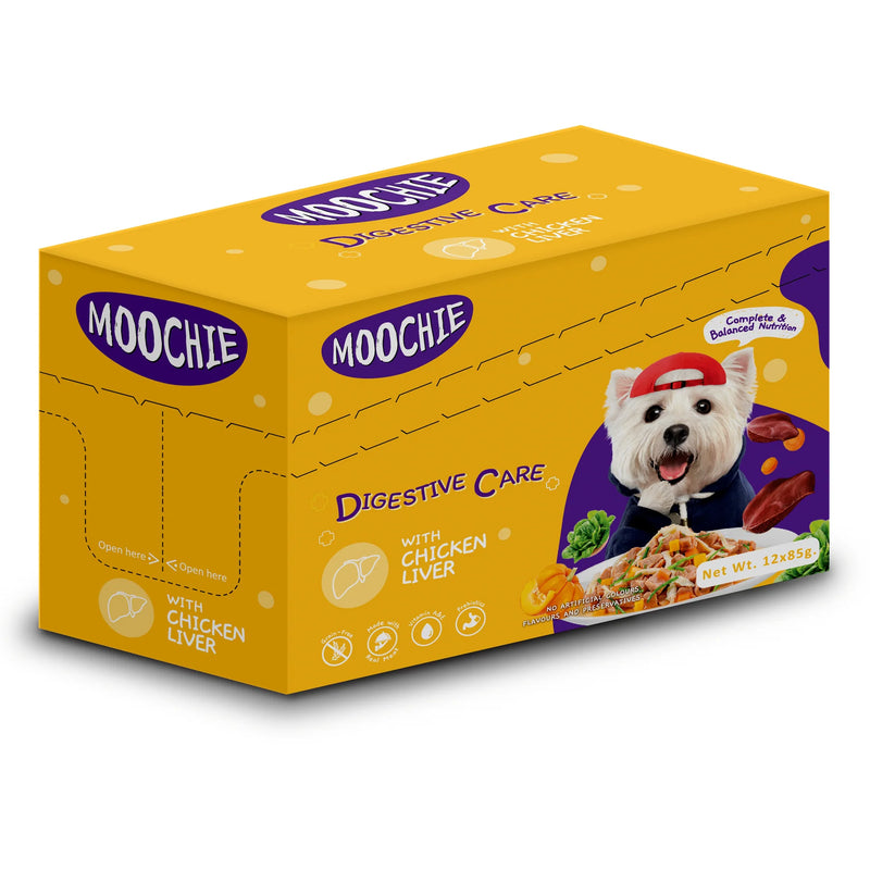 Moochie CASSEROLE WITH CHICKEN LIVER (DIGESTIVE CARE) 12x85g Pouchs