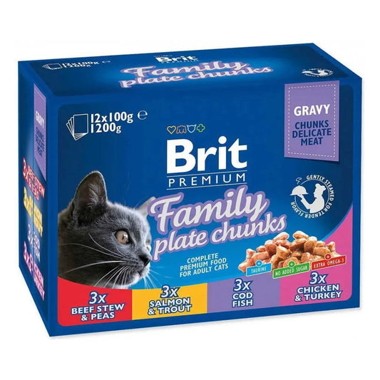 Brit Premium Cat Pouches Family Plate 1200 g (12x100 g)