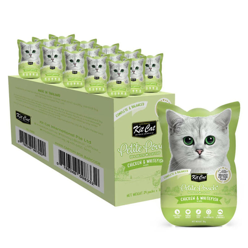 Kit Cat Petite Pouch Complete & Balanced Chicken & Whitefish In Aspic 70gx24pcs