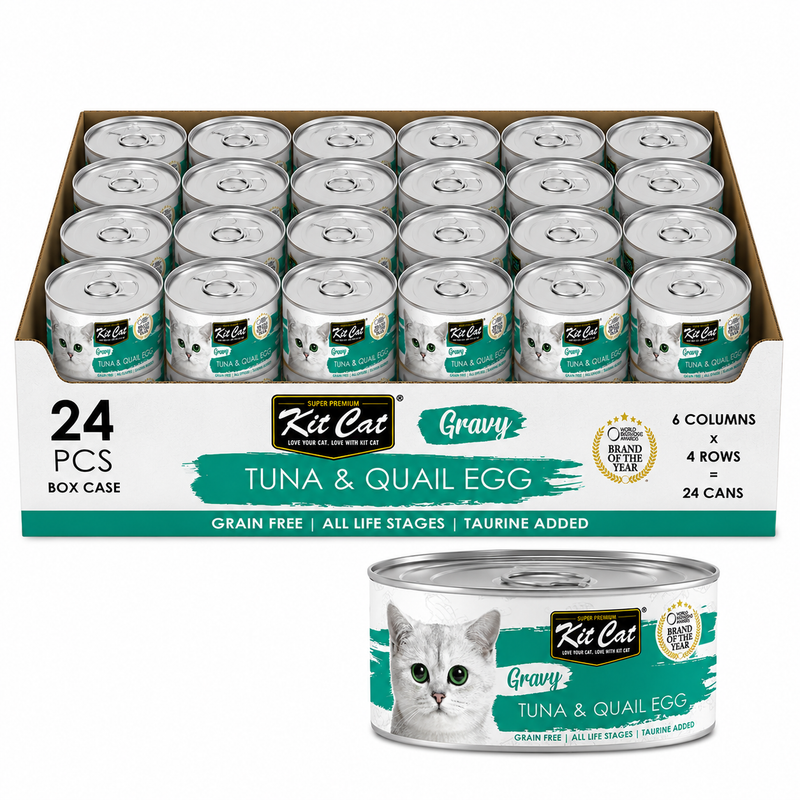 Kit Cat Gravy Canned Food (Tuna & Quail Egg) 24x70g