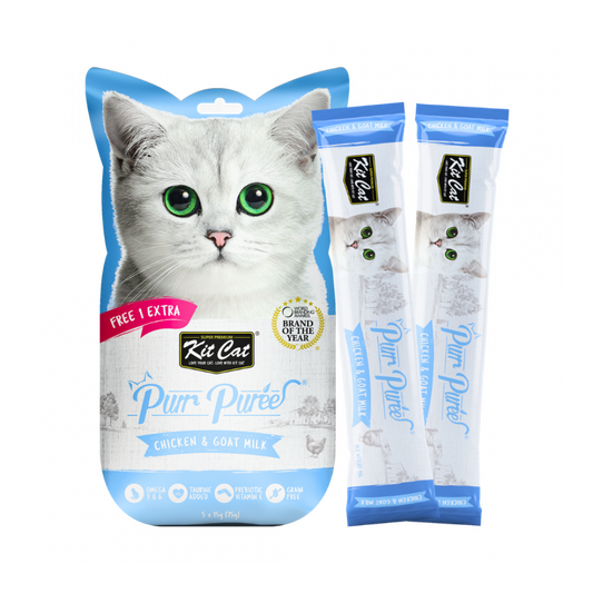 Kit Cat Purr Puree Liquid Treats for Cat – Chicken & Goat Milk (15gx5 Sticks)