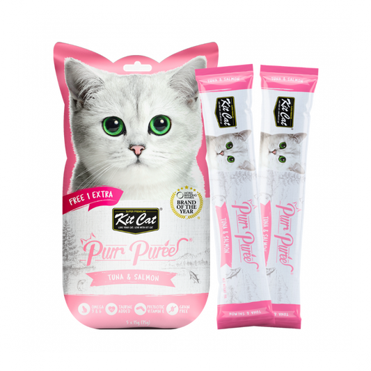 Kit Cat Purr Puree Liquid Treats for Cat – Tuna & Salmon (15gx5 Sticks)