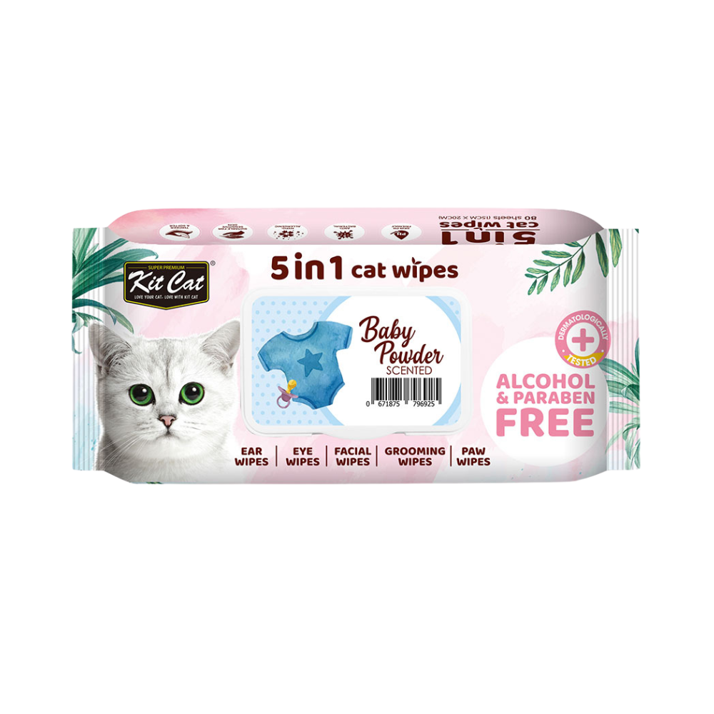 Kit Cat 5 In 1 Cat Wipes Baby Powder