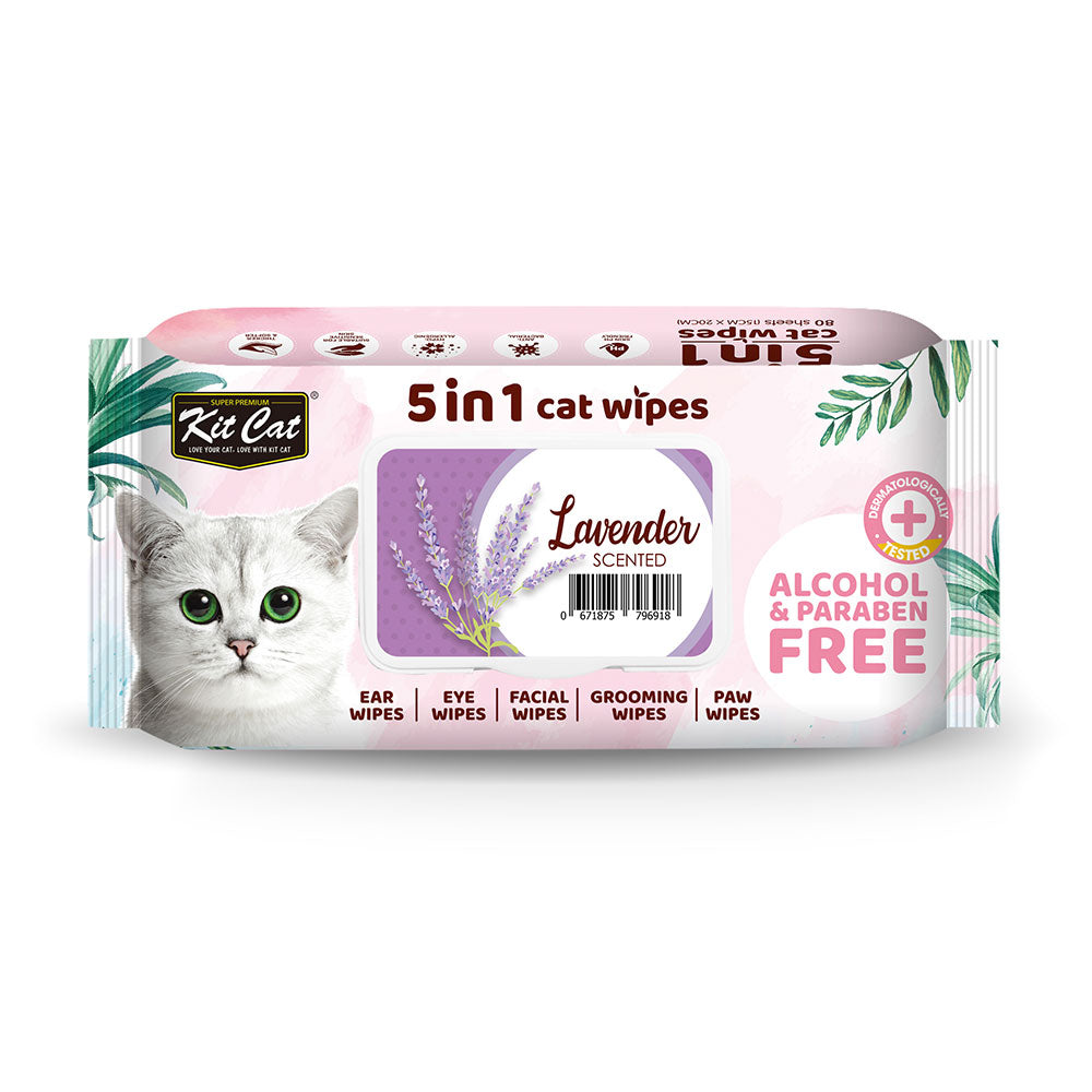 Kit Cat 5 In 1 Cat Wipes (Lavender)