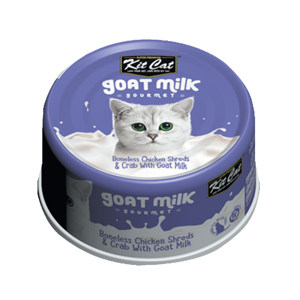 Kit Cat Boneless Chicken Shreds & Crab With Goat Milk 70g  Can