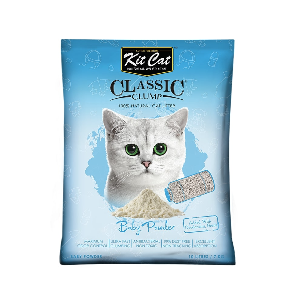 Kit Cat Classic Clump Baby Powder Cat Litter 10L