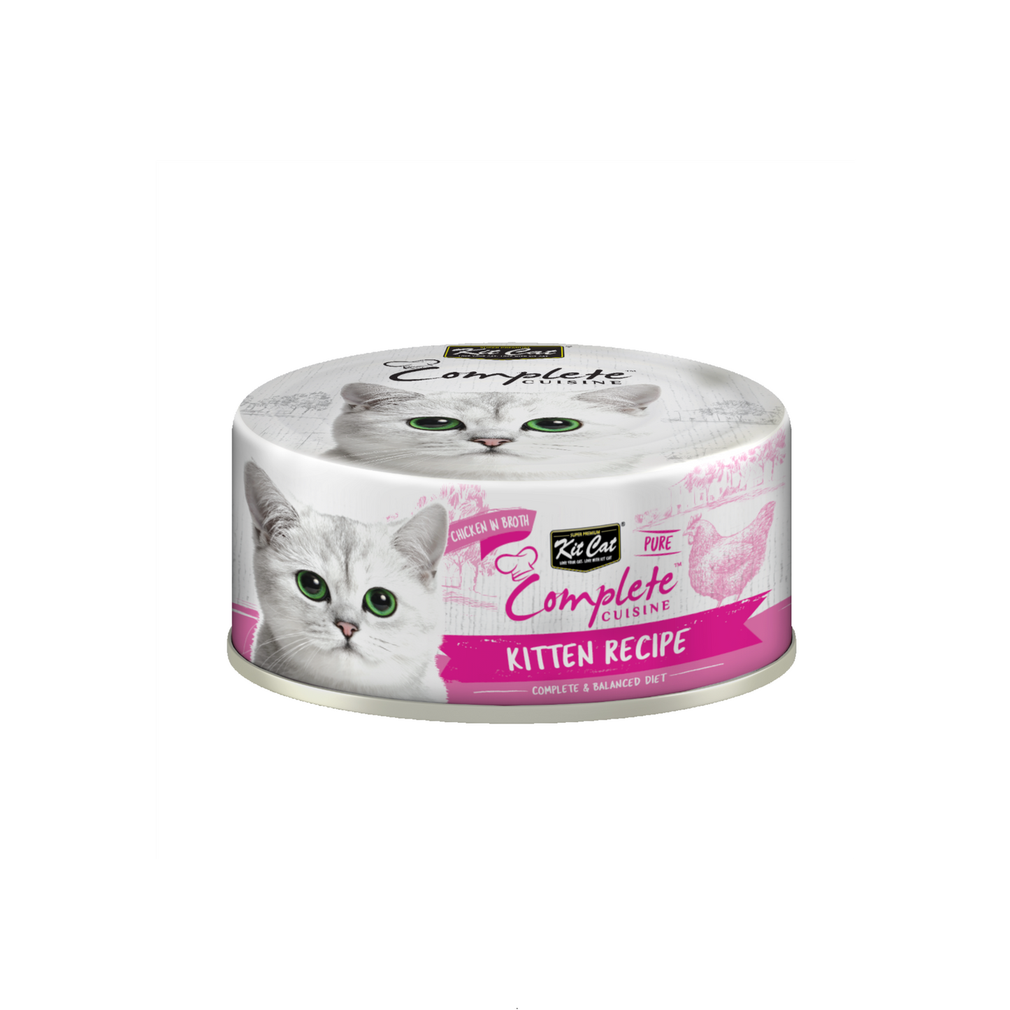 Kit Cat Complete Cuisine – Kitten Recipe Chicken in Broth 70g Can