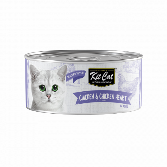 Kit Cat Deboned Chicken & Chicken Heart Topper 80g Can