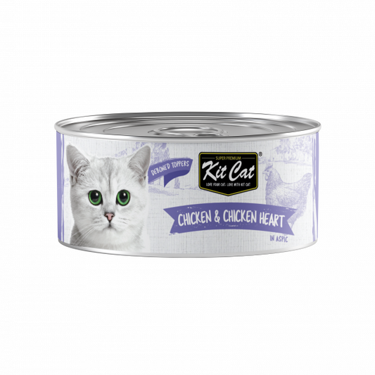 Kit Cat Deboned Chicken & Chicken Heart Topper 80g Can