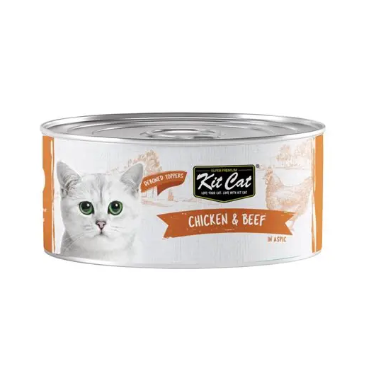 Kit Cat Deboned Toppers Cat Canned Food – Chicken & Beef Toppers 80g  Can