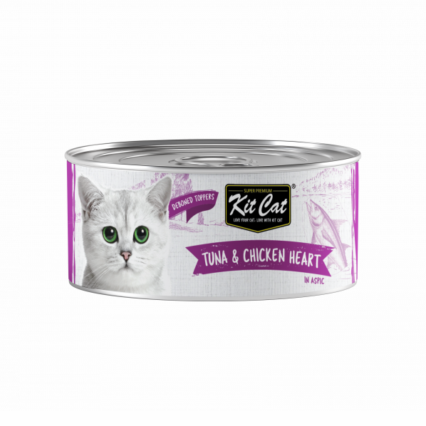 Kit Cat Deboned Tuna & Chicken Heart Topper 24x80g.