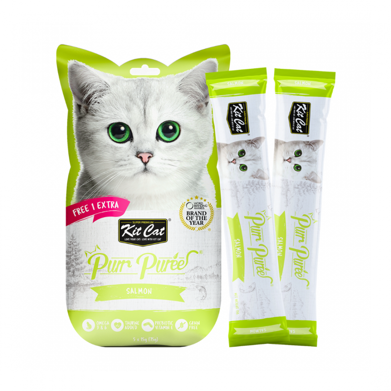 Kit Cat Purr Puree Liquid Treats for Cat – Salmon (15gx5 Sticks)