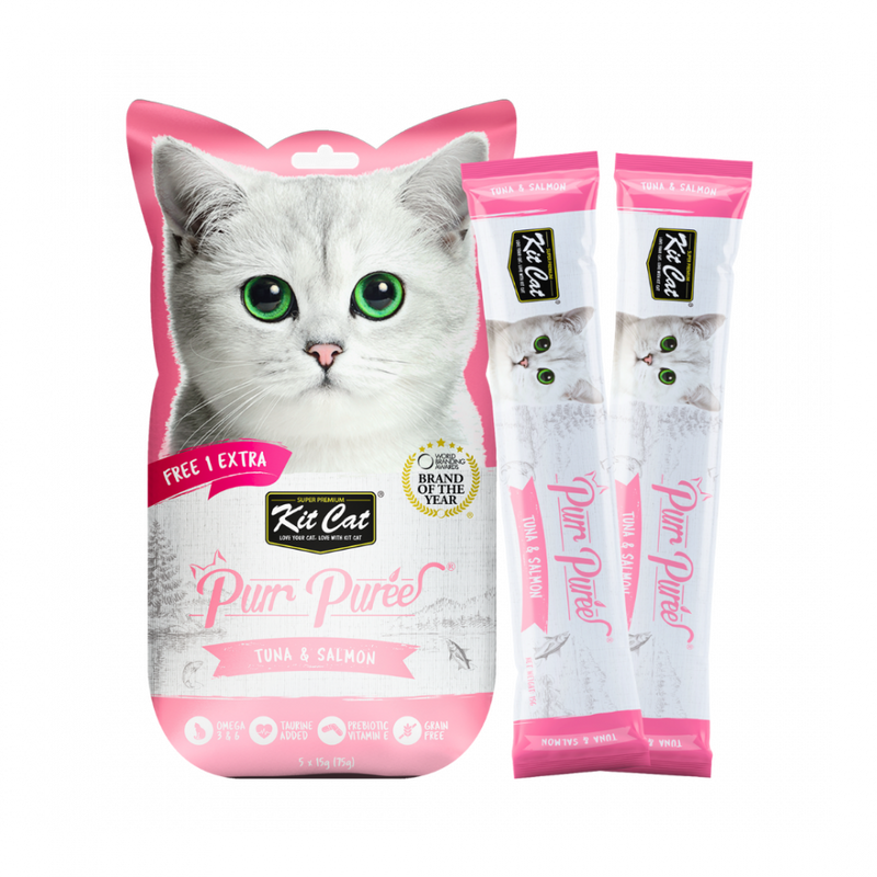 Kit Cat Purr Puree Liquid Treats for Cat – Tuna & Salmon (15gx5 Sticks)