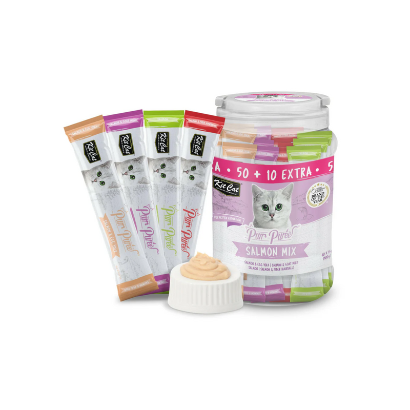 Kit Cat Purr Puree Salmon Mix 900g (60 sachets x 15g)