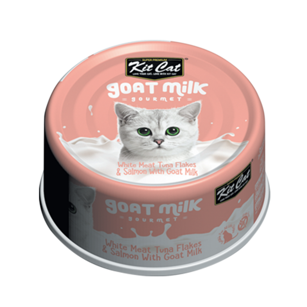 Kit Cat White Meat Tuna Flakes & Salmon With Goat Milk 70gx24pcs