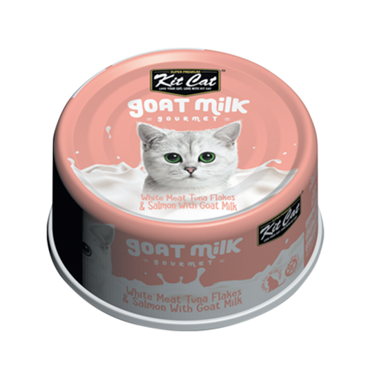 Kit Cat White Meat Tuna Flakes & Salmon With Goat Milk  70g Can