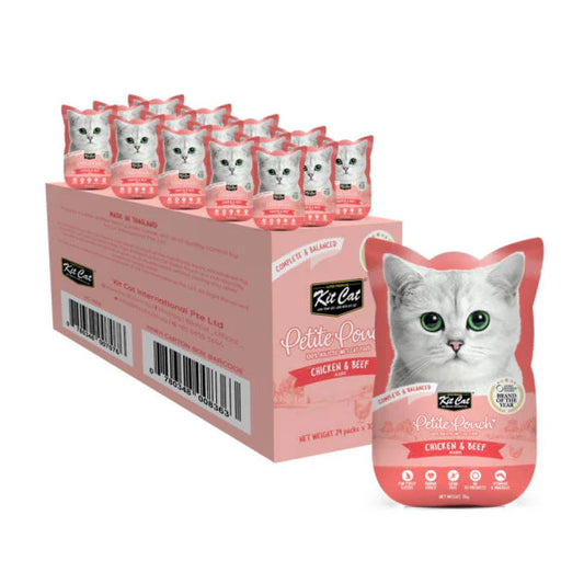 Kit Cat Petite Pouch Complete Food – Chicken & Beef 70gx24pcs