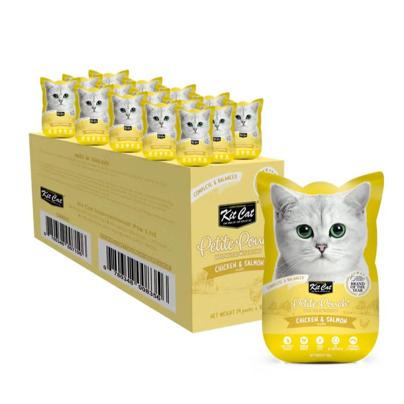 Kit Cat Petite Pouch Complete Food – Chicken & Salmon 70gx24pcs