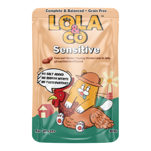 Lola & Co Sensitive Tuna & Chicken Topping Chicken Liver In Jelly 80g Pouch